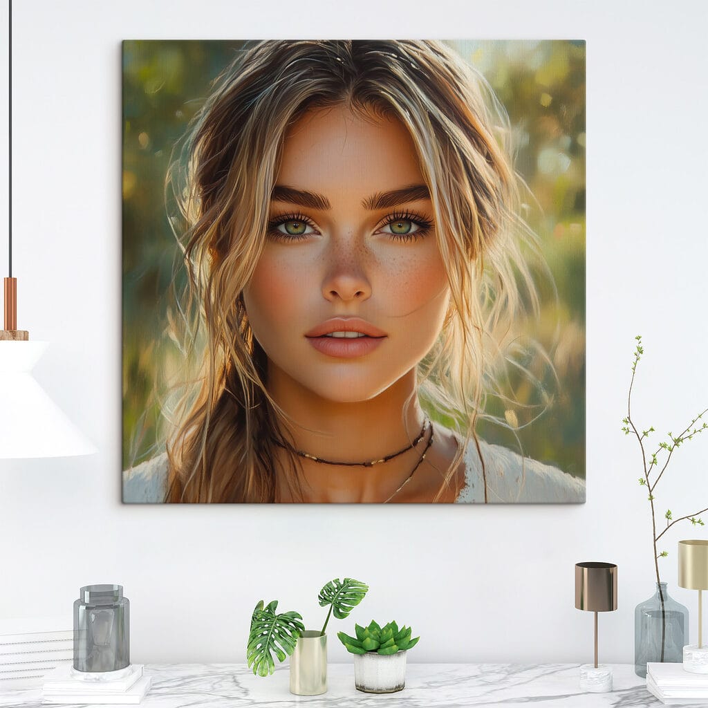 Woman with green eyes and freckles