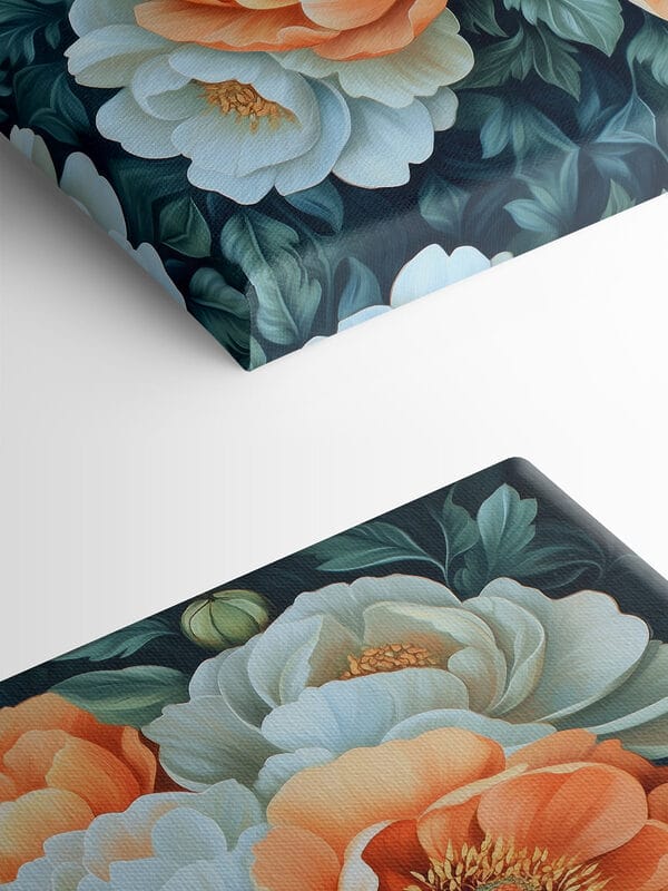 Painting of flowers on a blue background