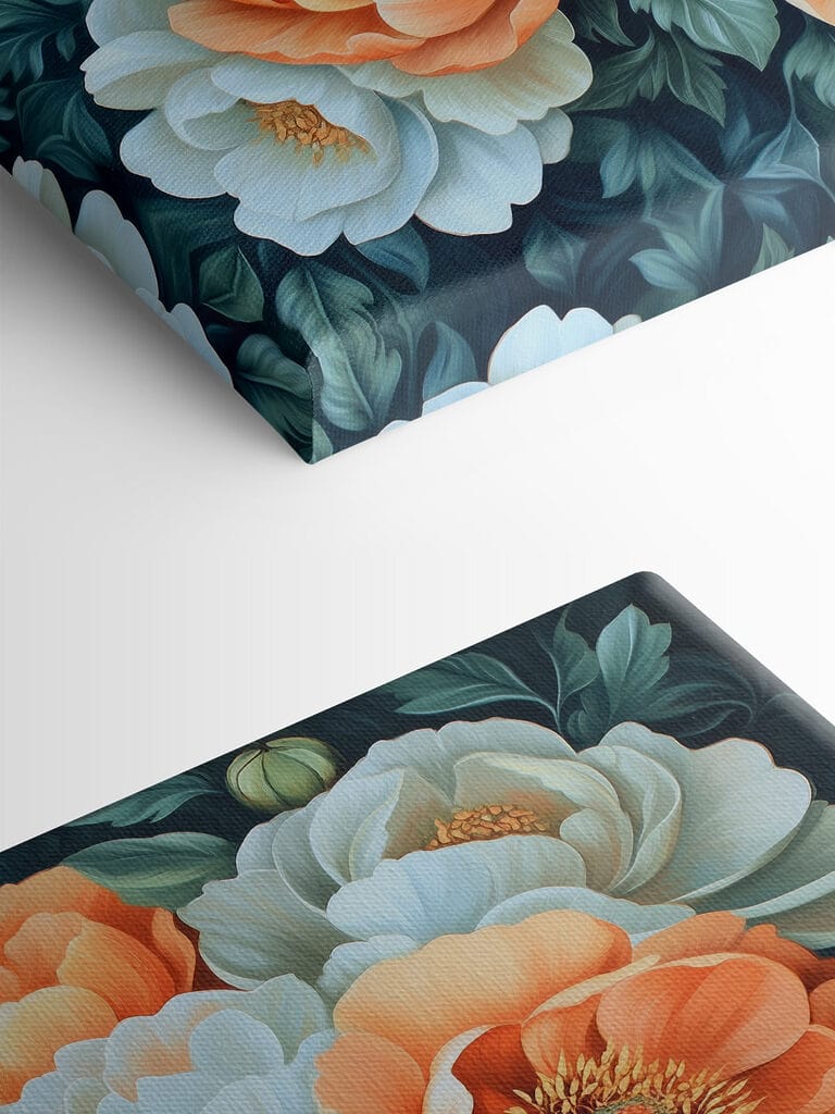 Painting of flowers on a blue background