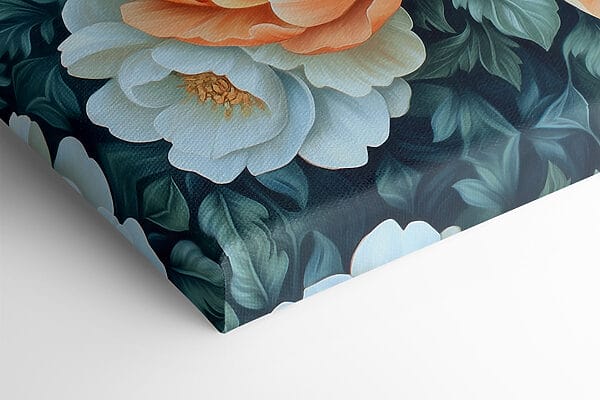 Painting of flowers on a blue background