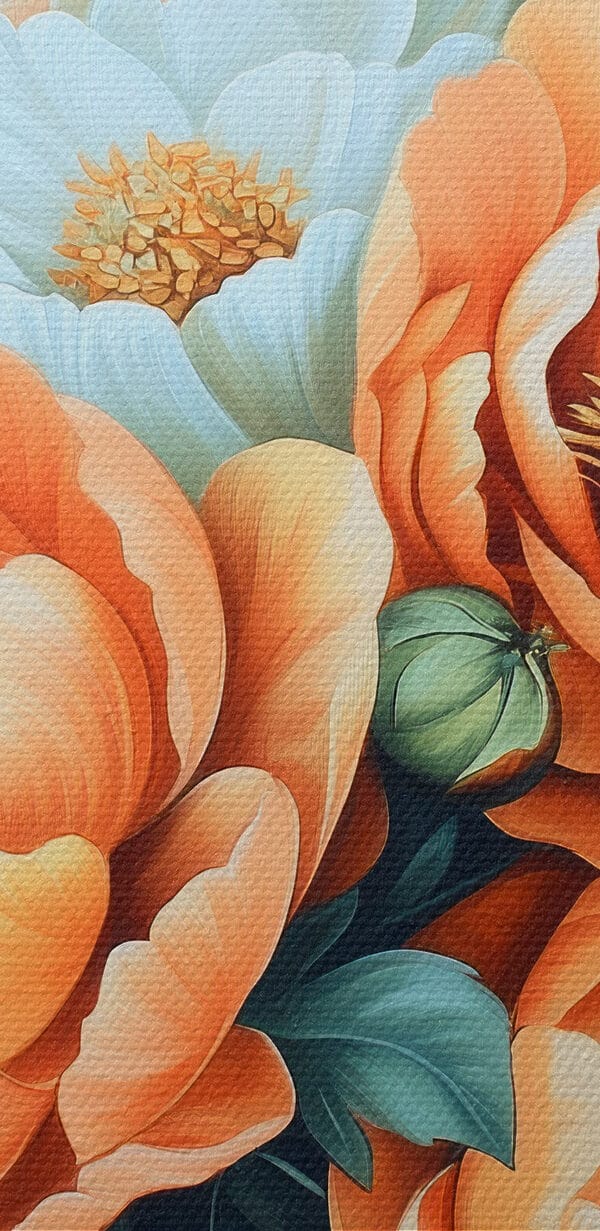 Painting of flowers on a blue background