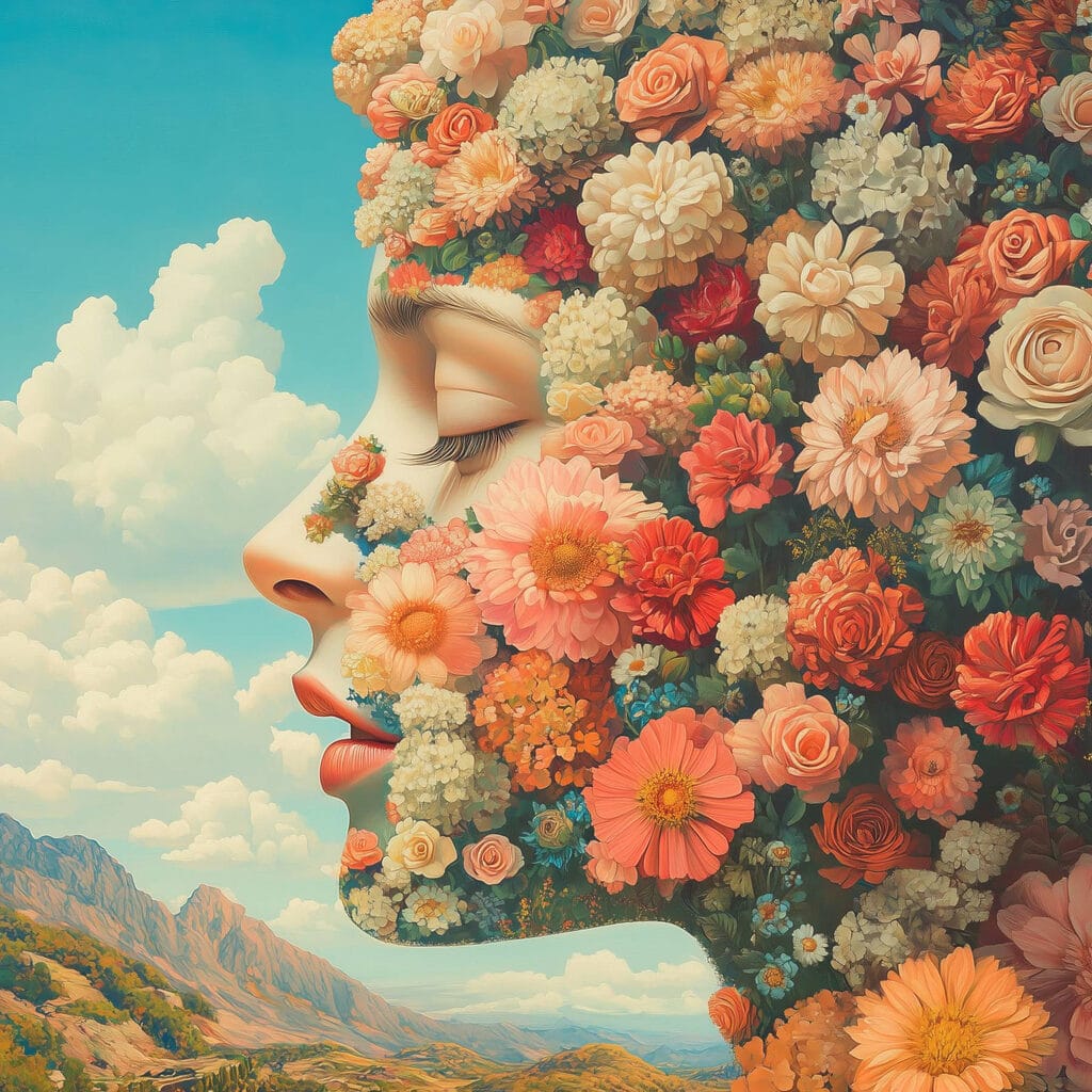 Woman with flowers in her hair