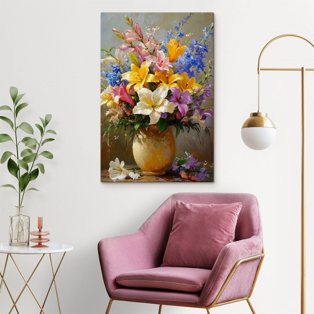 Painting of flowers in a vase Painting of flowers in a vase