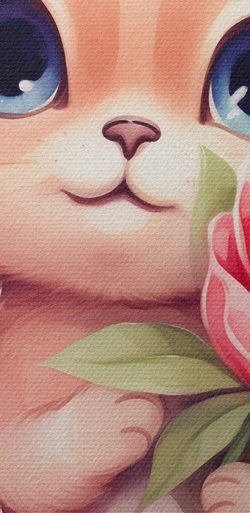 Cat holding a flower