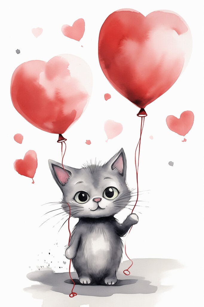 Cat holding balloons Cat holding balloons