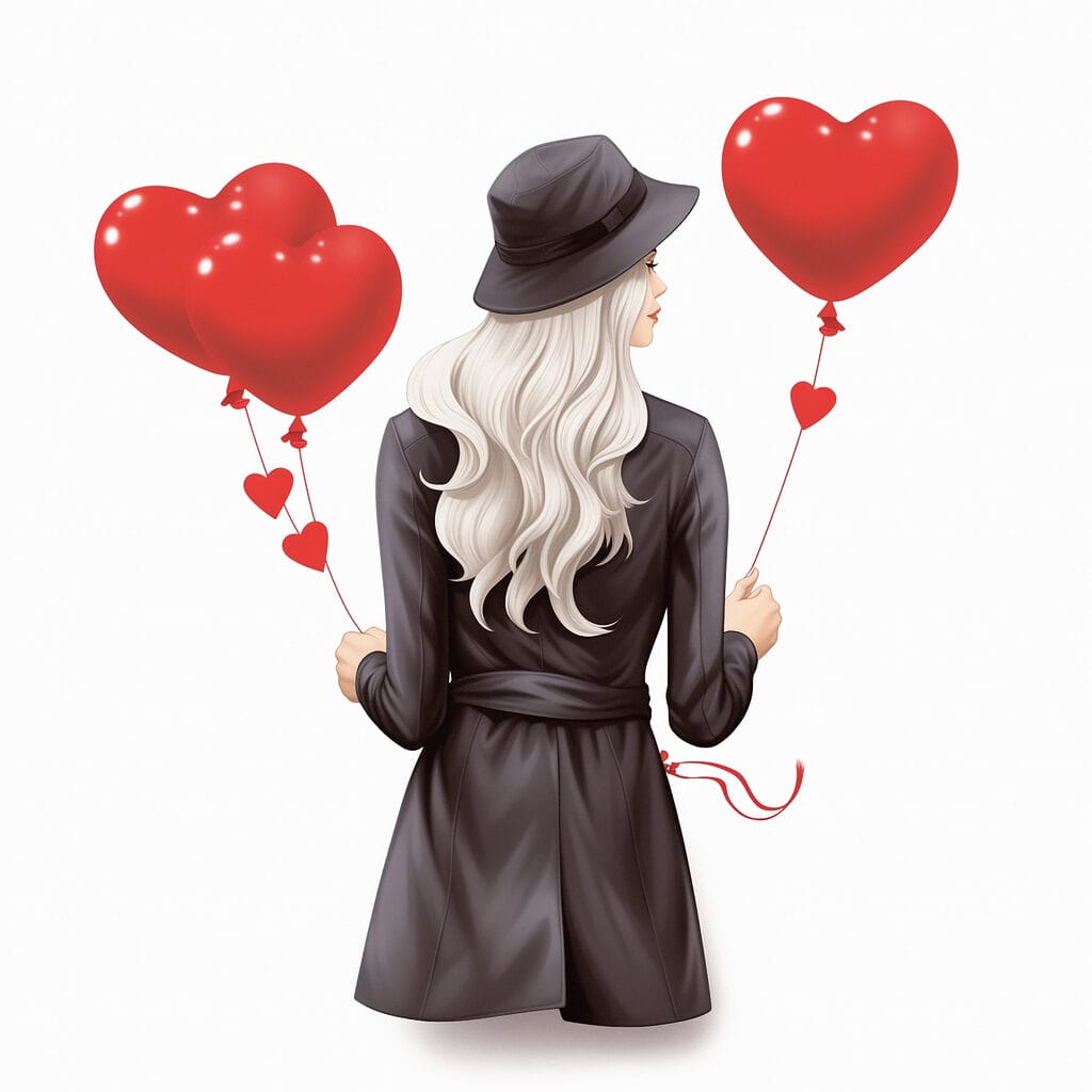 Woman holding a heart shaped balloon