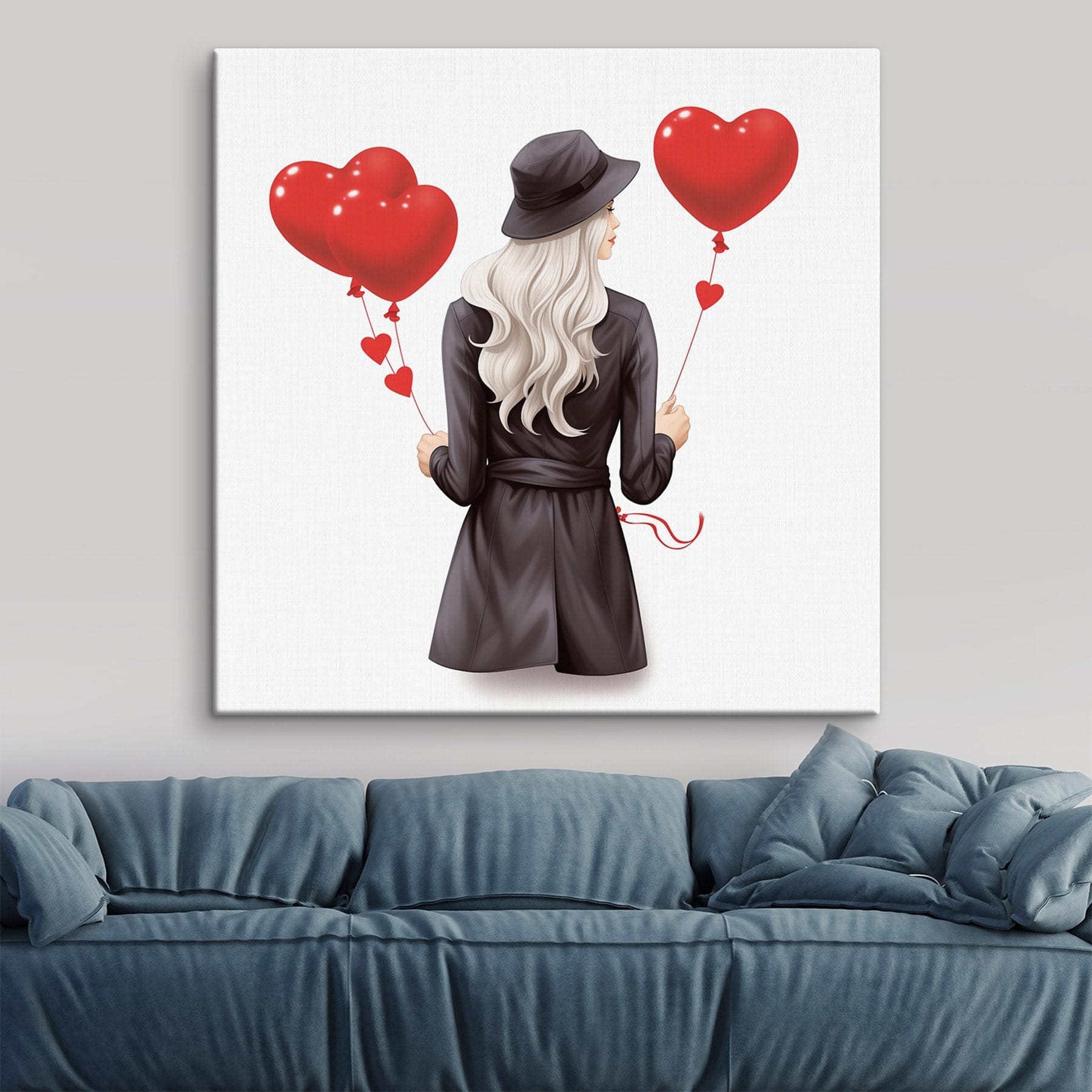 Woman holding a heart shaped balloon