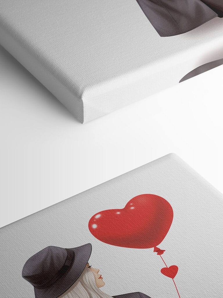 Woman holding a heart shaped balloon