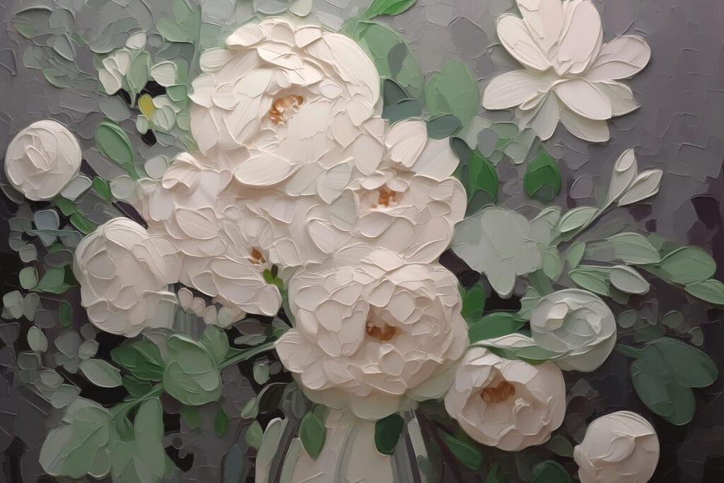 Painting of white flowers Painting of white flowers