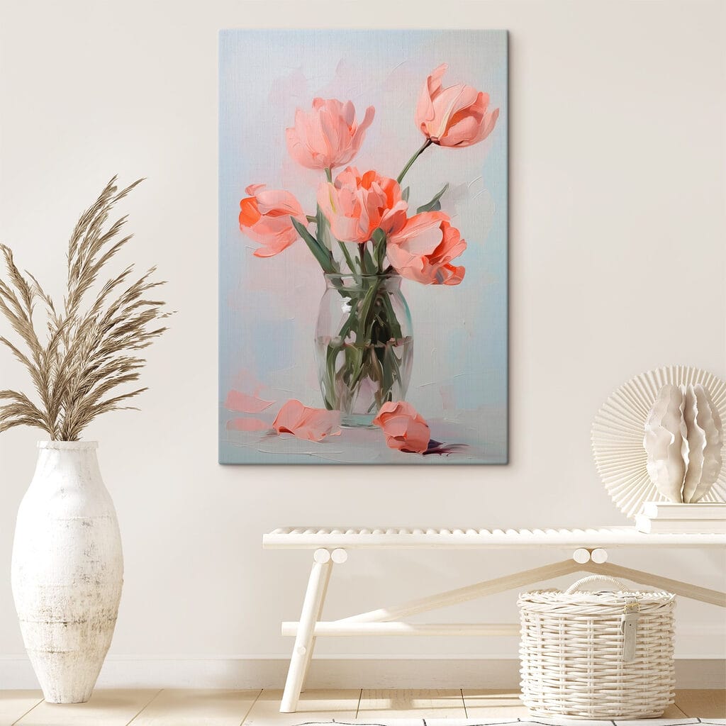 Vase of pink flowers