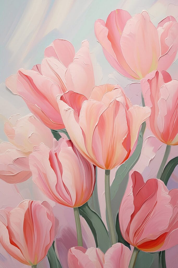 Soft pink tulips in bloom