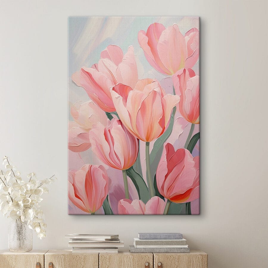 Jemné ružové tulipány v rozkvete