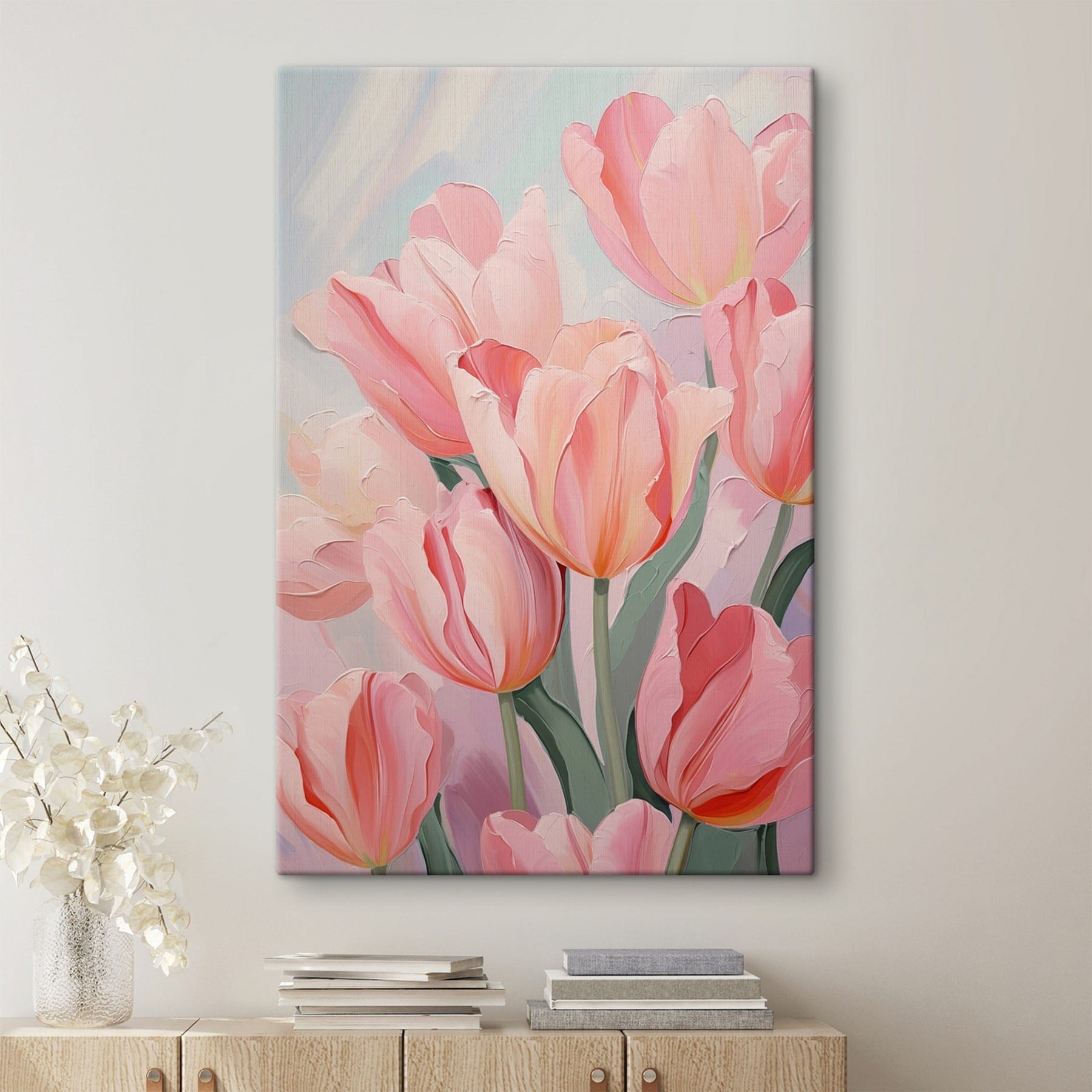 Soft pink tulips in bloom