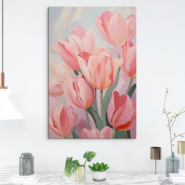Jemné ružové tulipány v rozkvete Jemné ružové tulipány v rozkvete