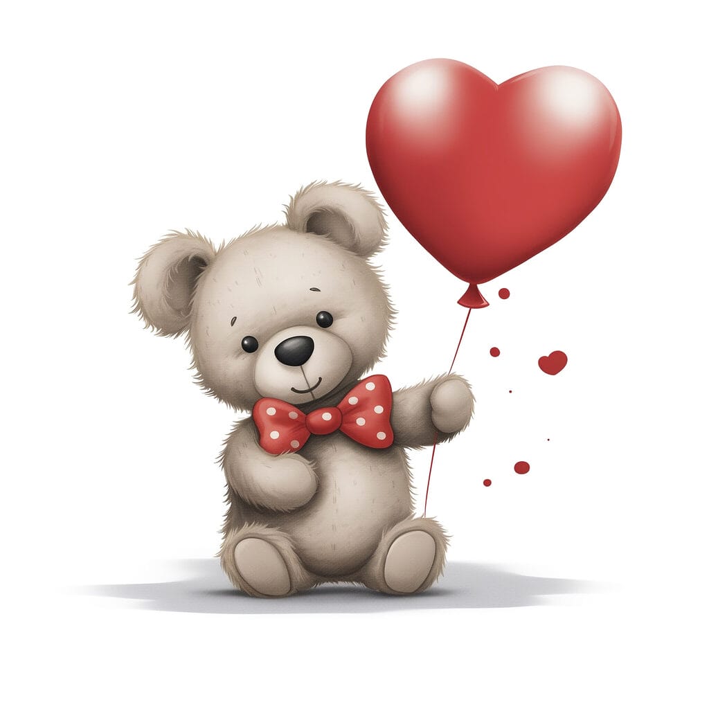 Teddy bear holding a heart shaped balloon Teddy bear holding a heart shaped balloon