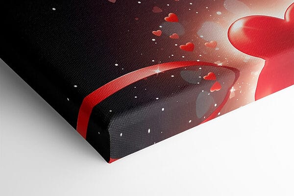Dve srdcia s červenými stuhami a svetlami Dve srdcia s červenými stuhami a svetlami