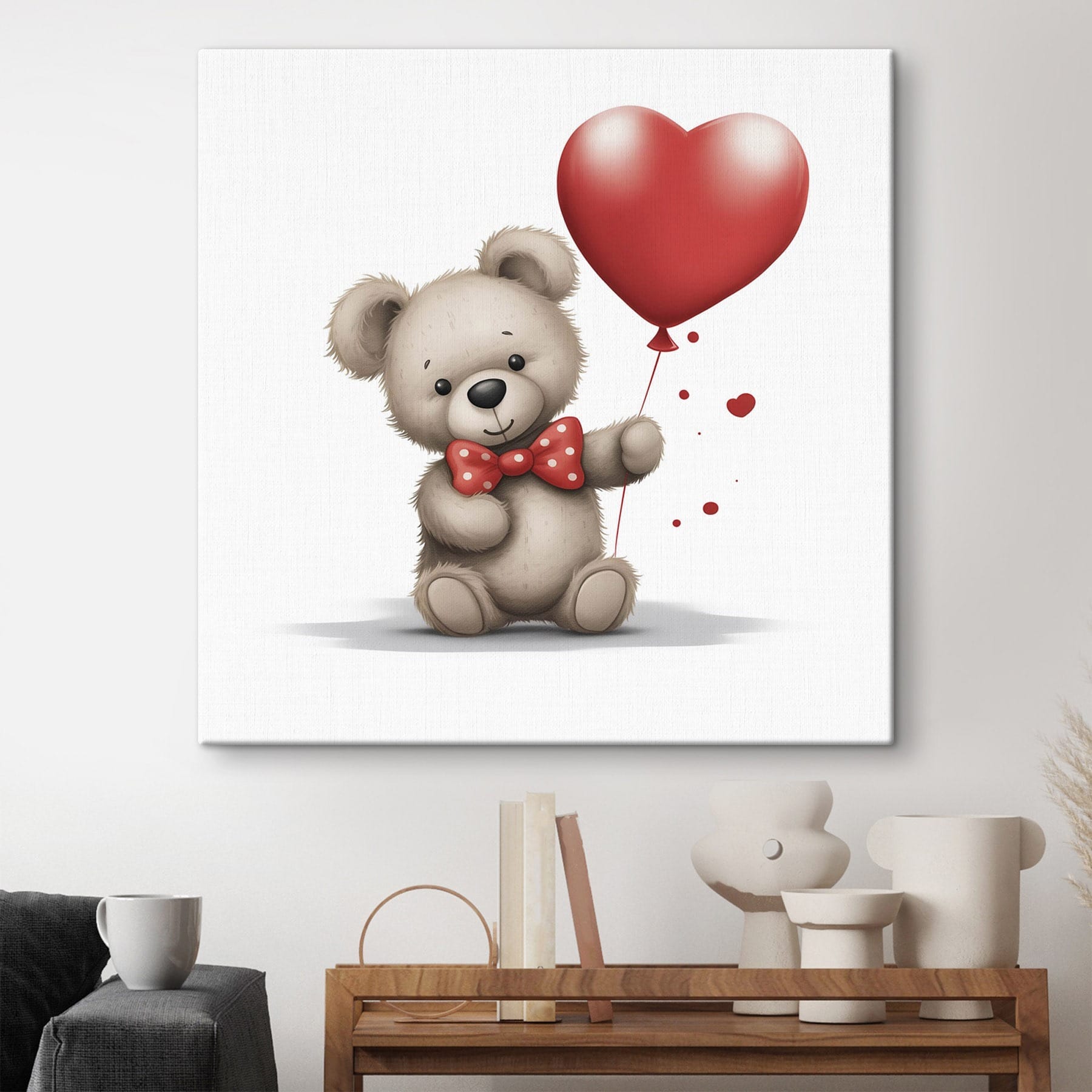 Teddy bear holding a heart shaped balloon Teddy bear holding a heart shaped balloon