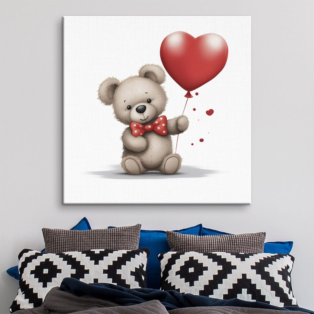 Teddy bear holding a heart shaped balloon Teddy bear holding a heart shaped balloon