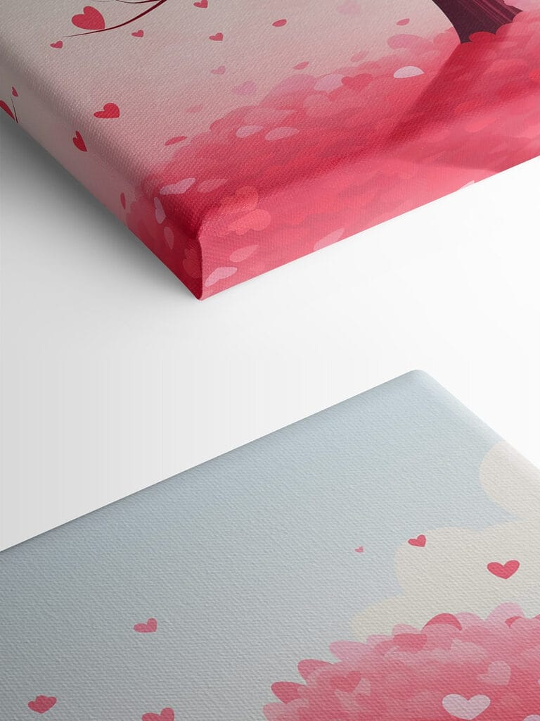 Tree with pink leaves and hearts