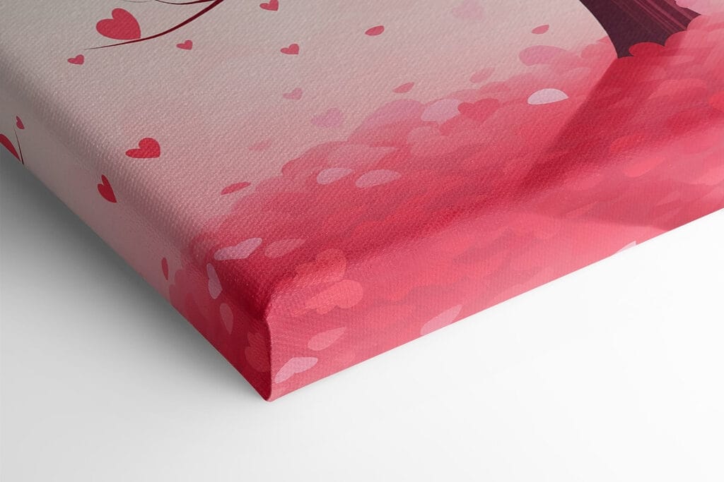 Tree with pink leaves and hearts