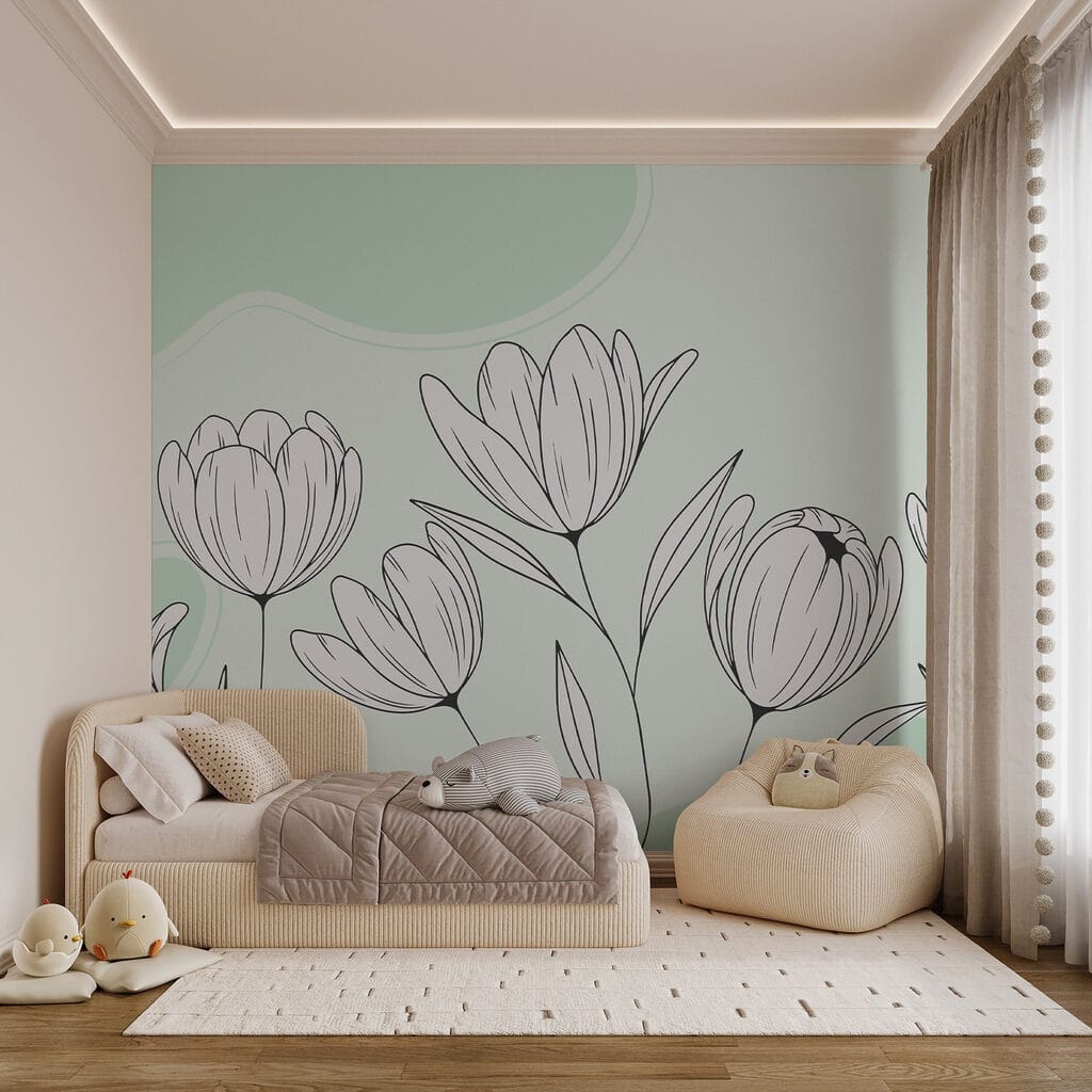 Line drawing of flowers Line drawing of flowers