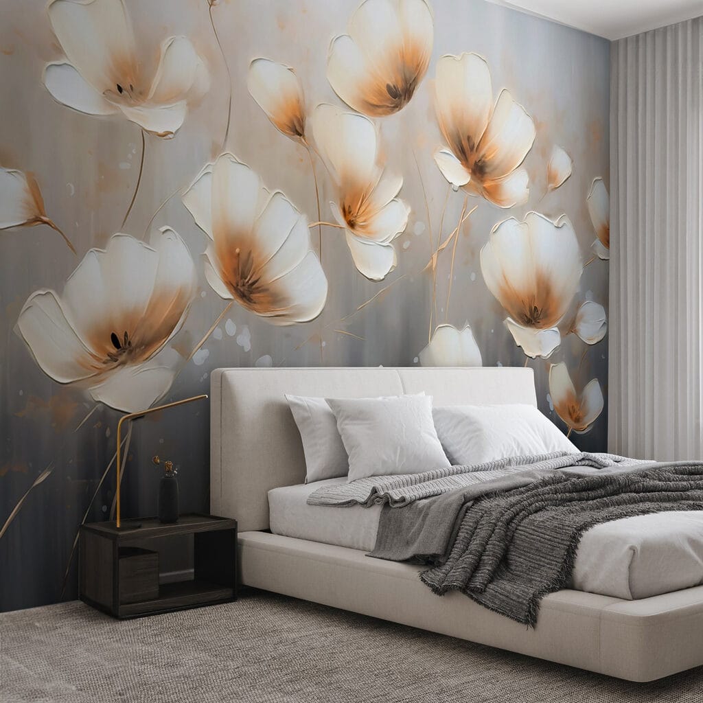 Painting of flowers on a grey background