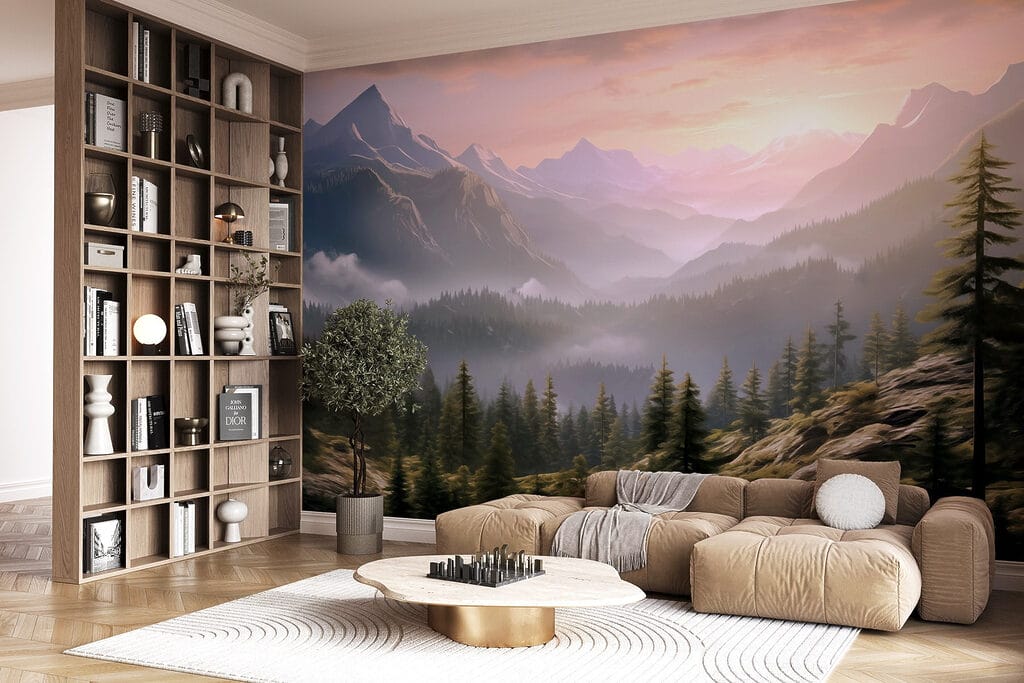 Landscape of mountains and trees Landscape of mountains and trees