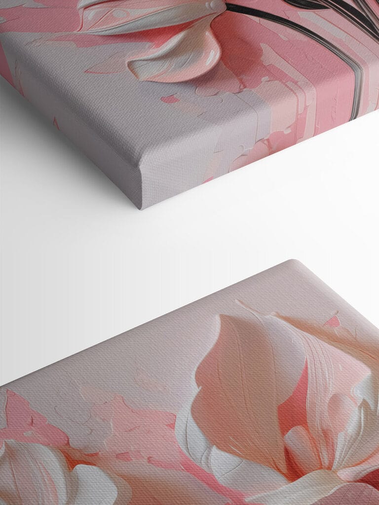 White flowers on a pink background