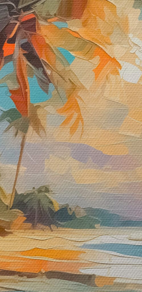 Painting of a beach with palm trees Painting of a beach with palm trees