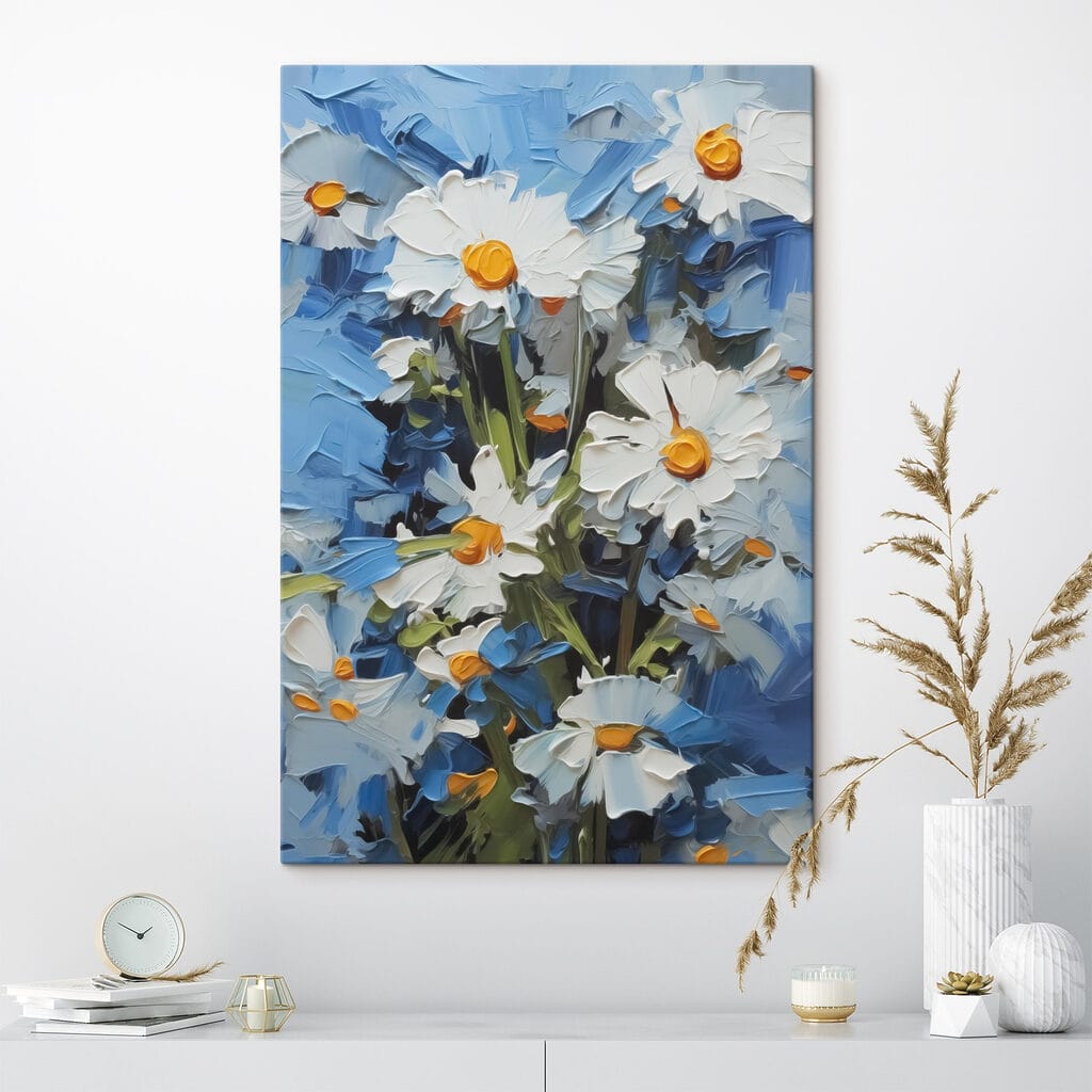 Bright daisies against a blue backdrop Bright daisies against a blue backdrop