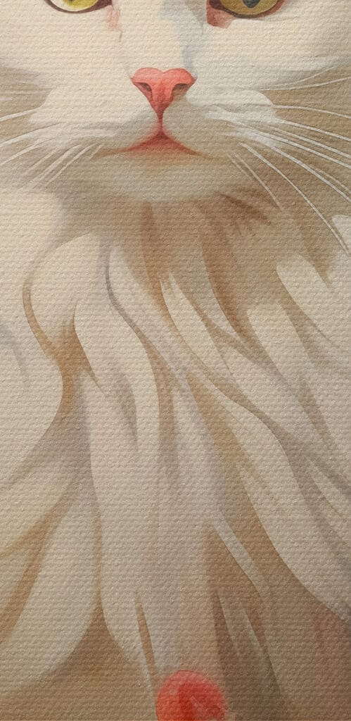 White cat in a flower garden White cat in a flower garden