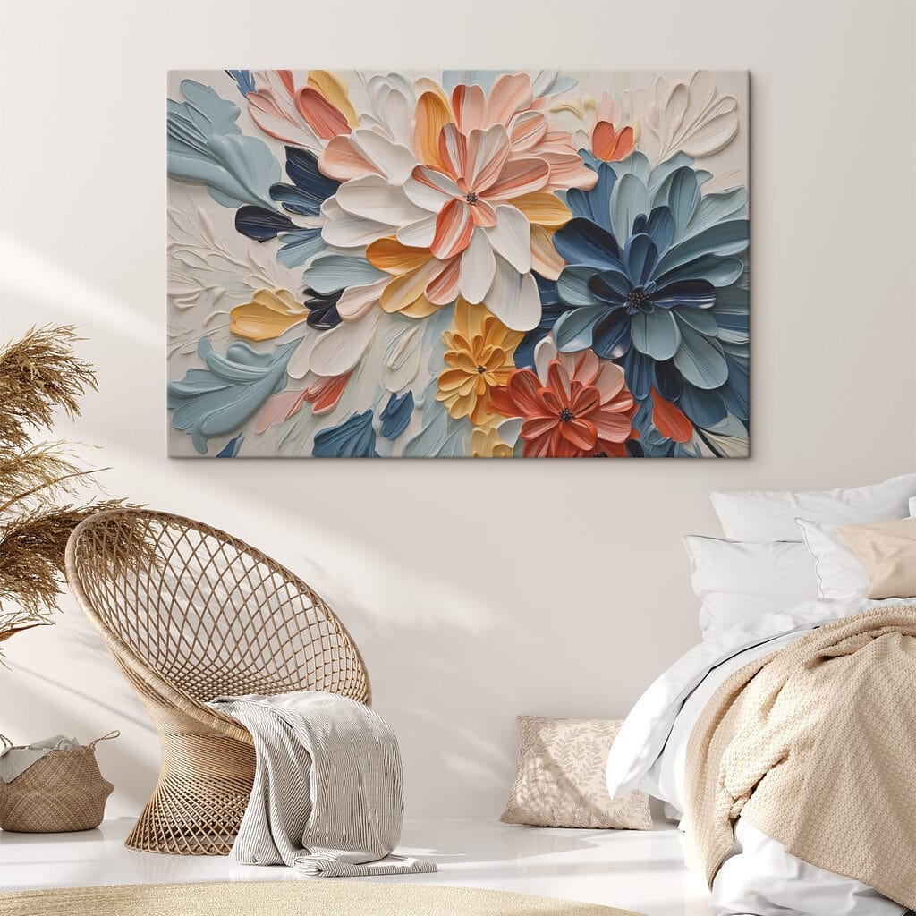 Vibrant floral artwork in bold colors