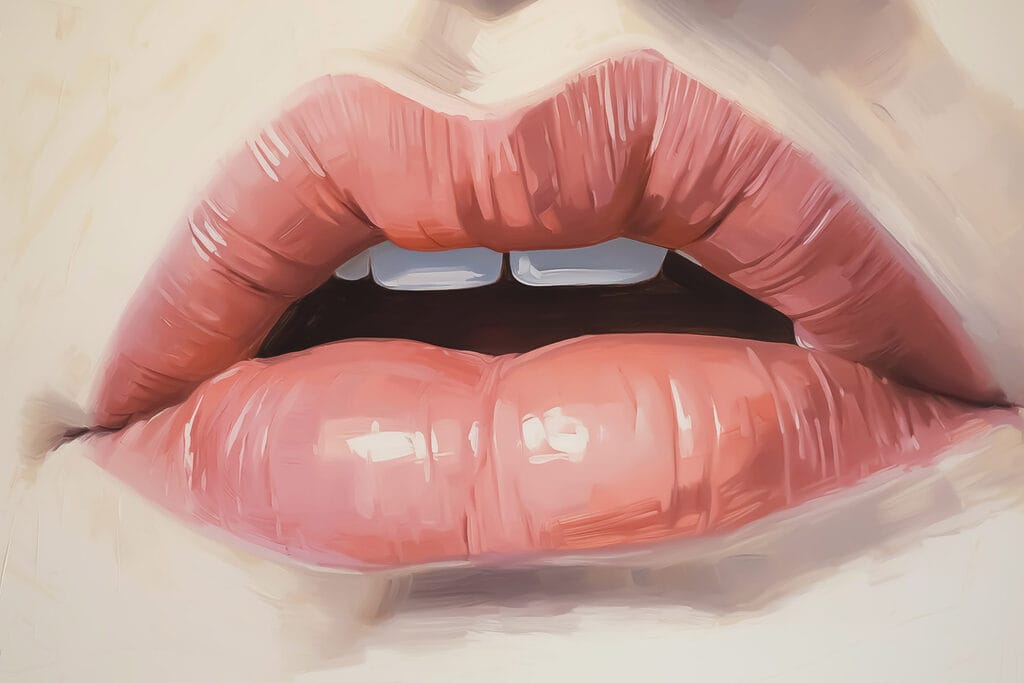 Soft, inviting lips in focus