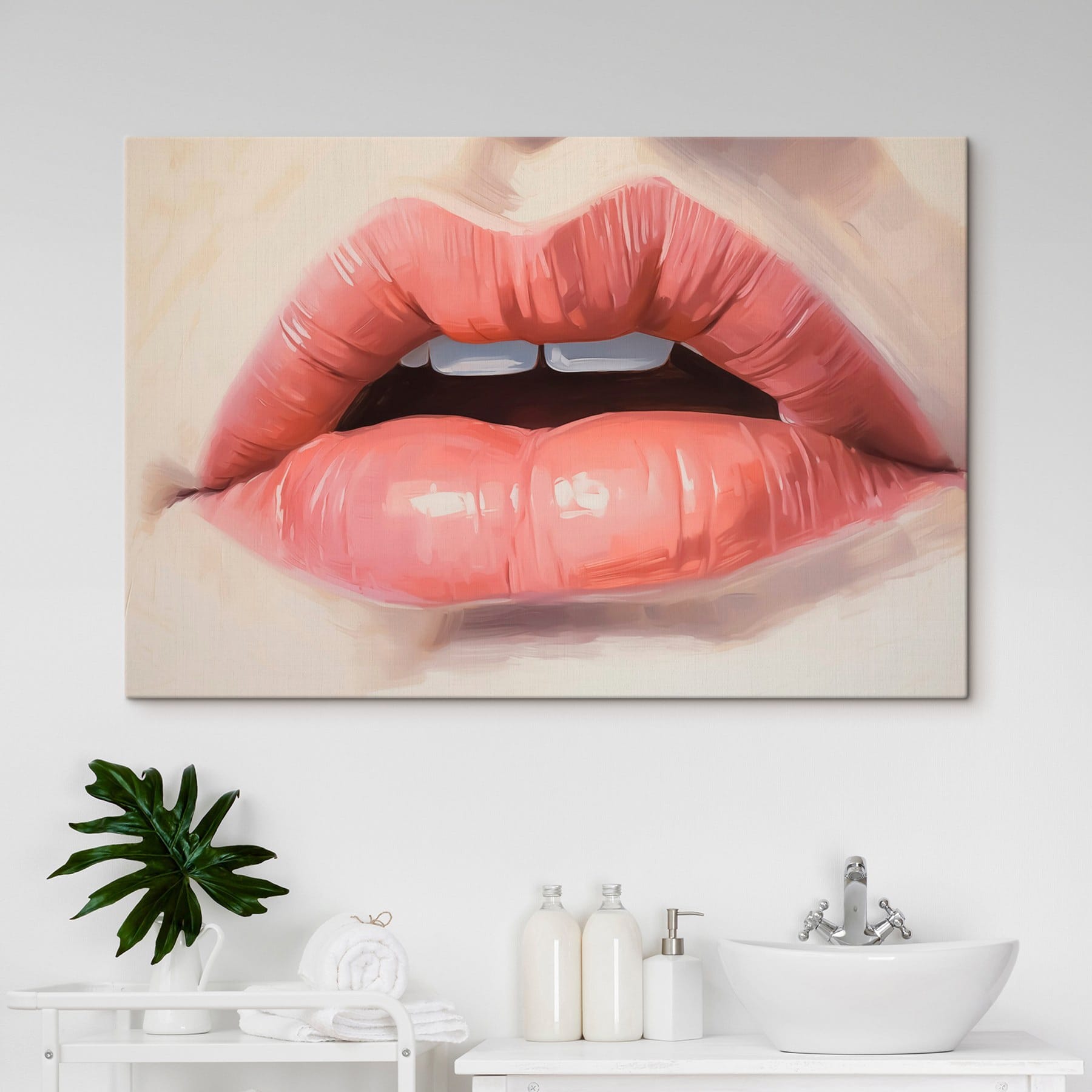 Soft, inviting lips in focus
