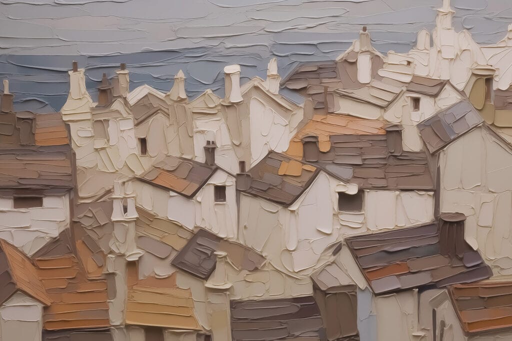 Painting of a city Painting of a city