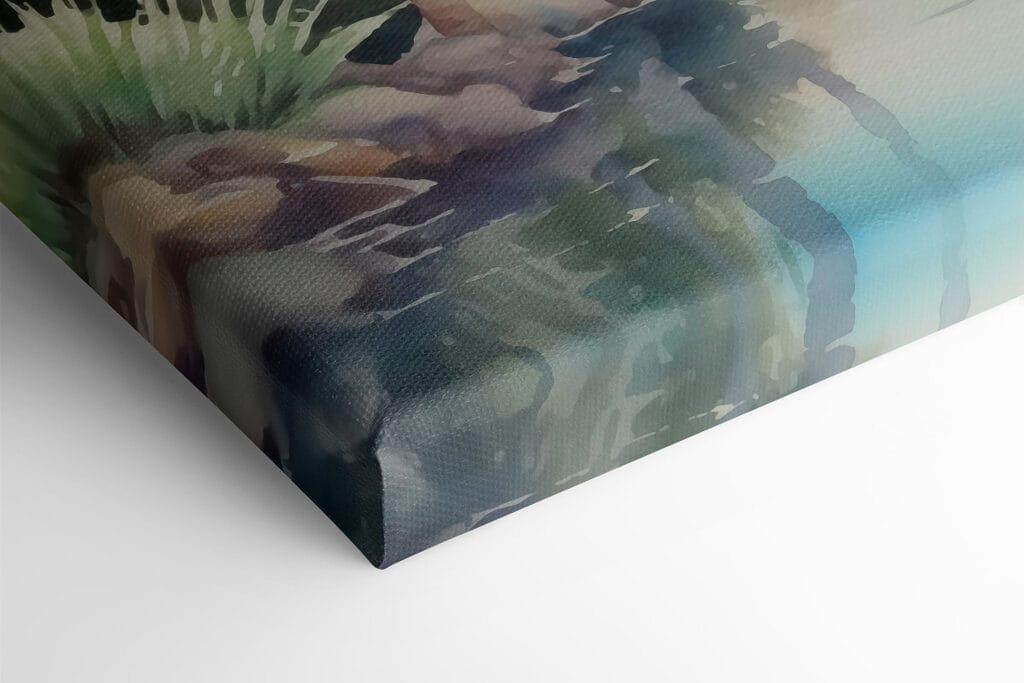 Water with palm trees and rocks Water with palm trees and rocks