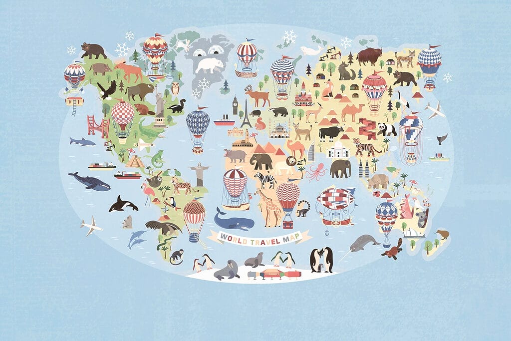 Mapa sveta so zvieratami Mapa sveta so zvieratami