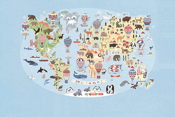 Mapa sveta so zvieratami Mapa sveta so zvieratami