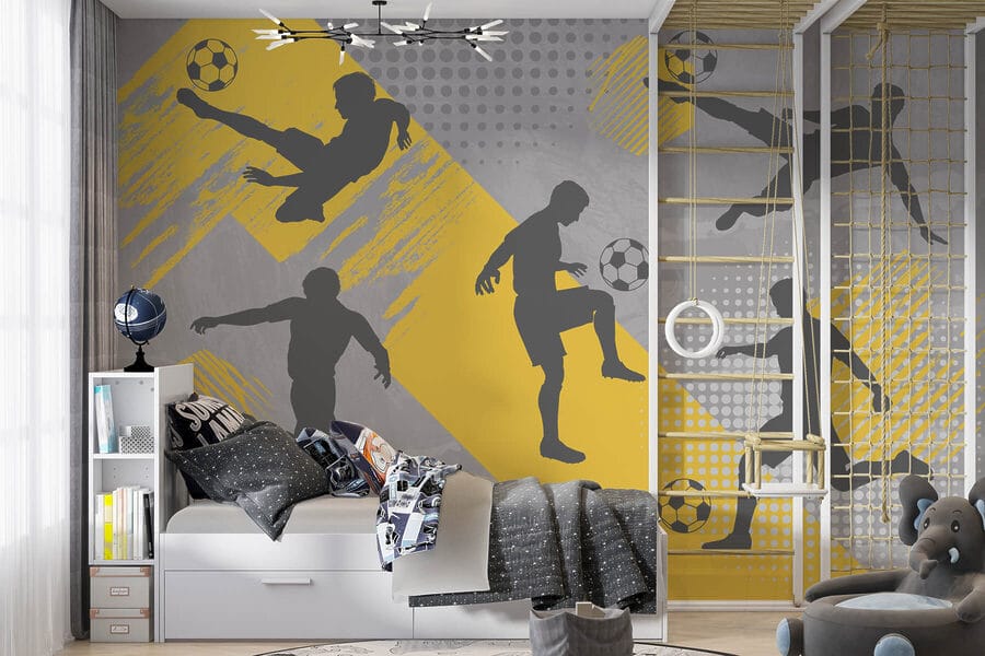 Skupina mužov hrajúcich futbal Skupina mužov hrajúcich futbal