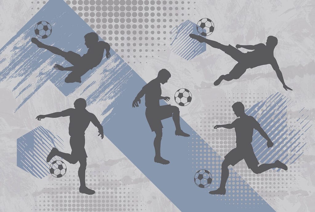 Skupina mužov hrajúcich futbal Skupina mužov hrajúcich futbal