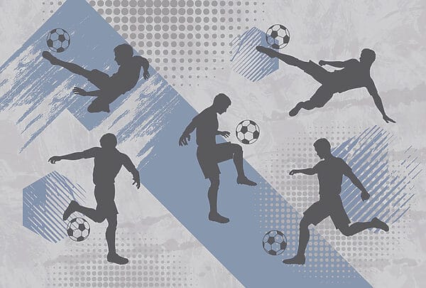 Skupina mužov hrajúcich futbal Skupina mužov hrajúcich futbal