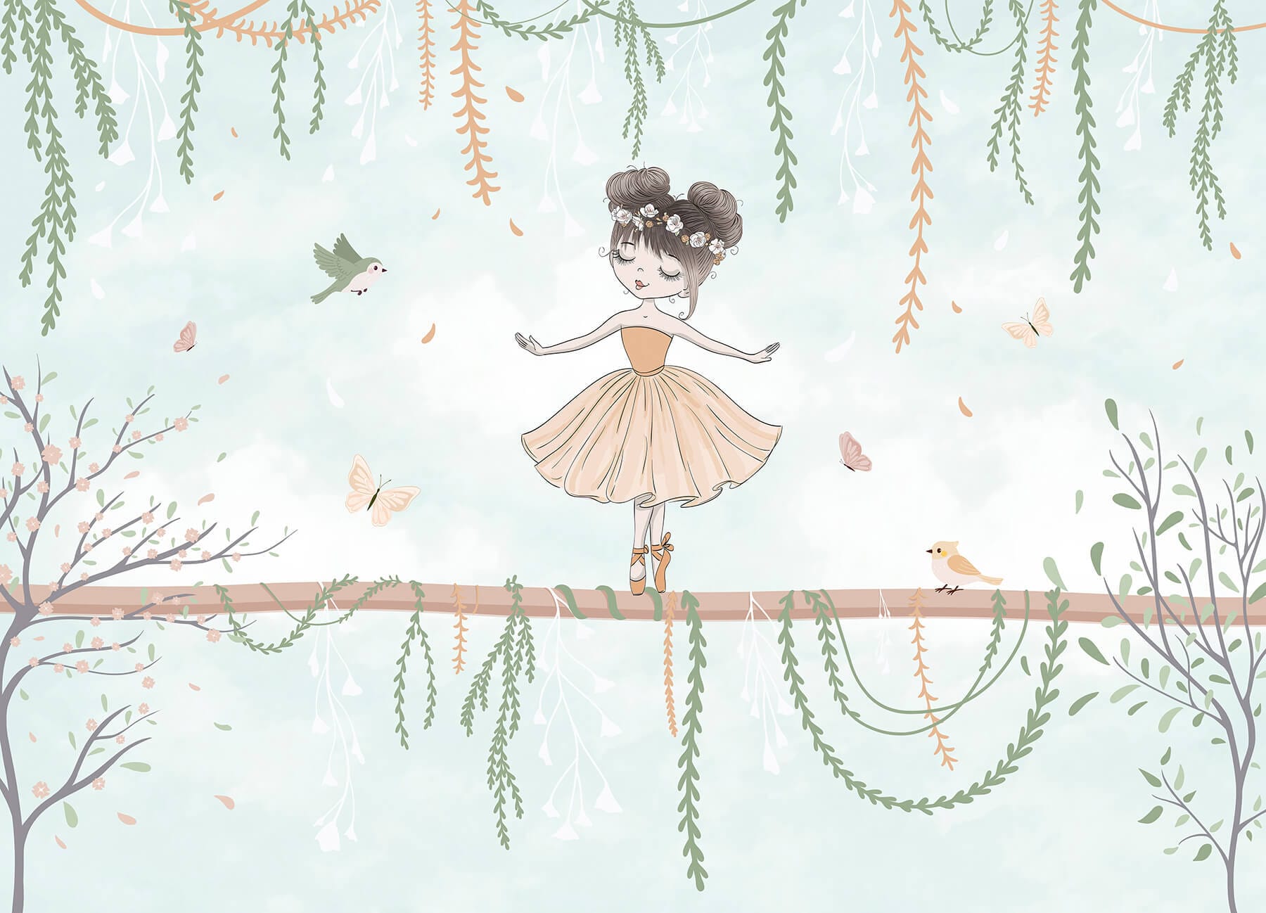 Cartoon of a girl on a branch Cartoon of a girl on a branch