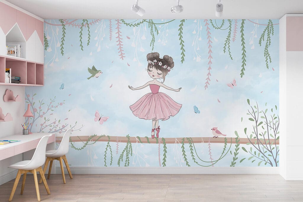 Girl in a pink dress on a branch Girl in a pink dress on a branch