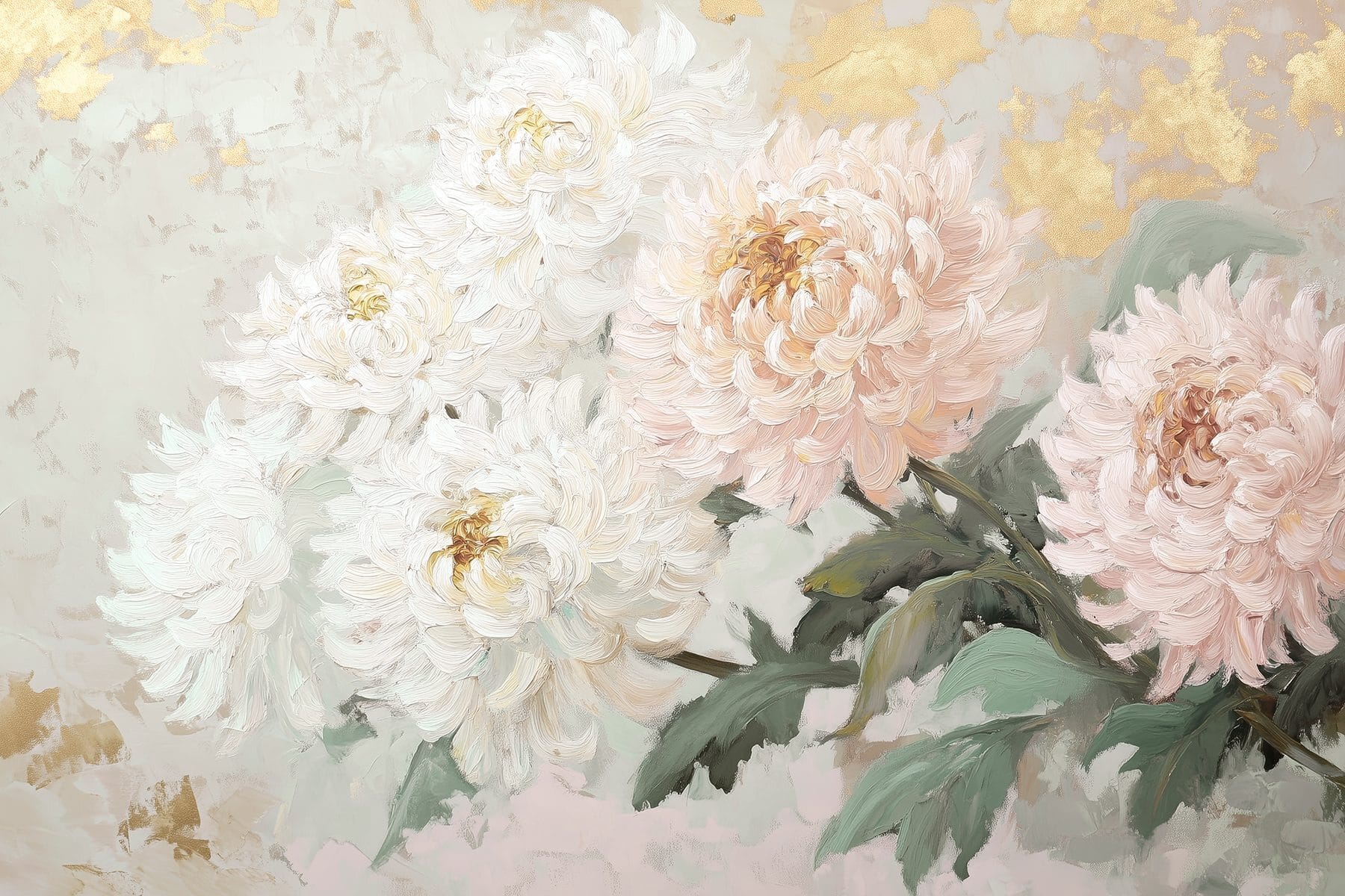 Painting of flowers on a white surface