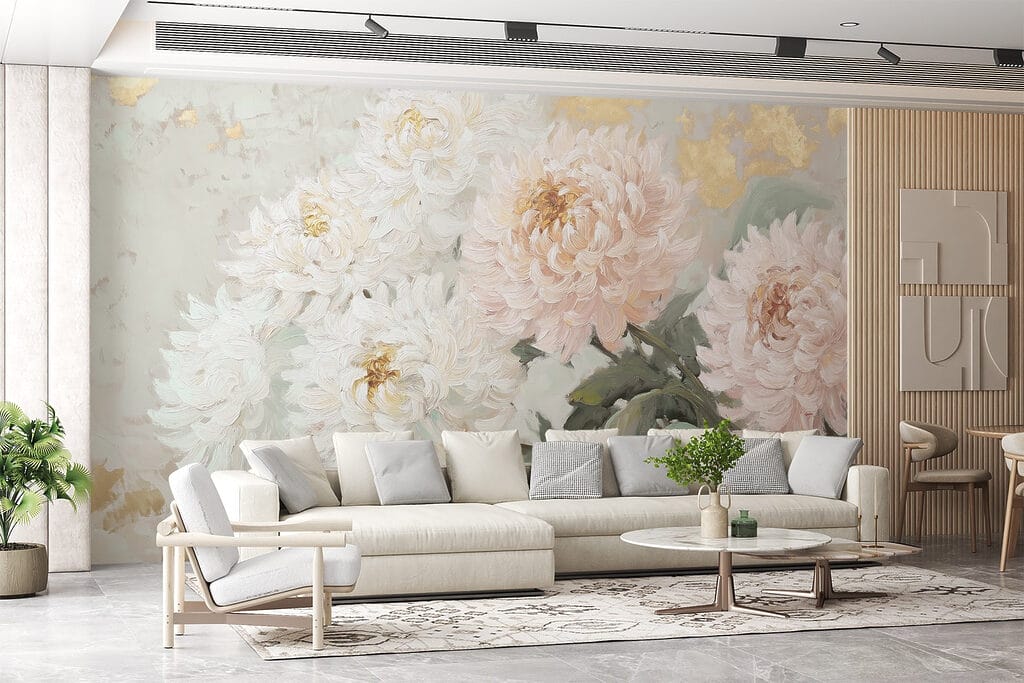 Painting of flowers on a white surface