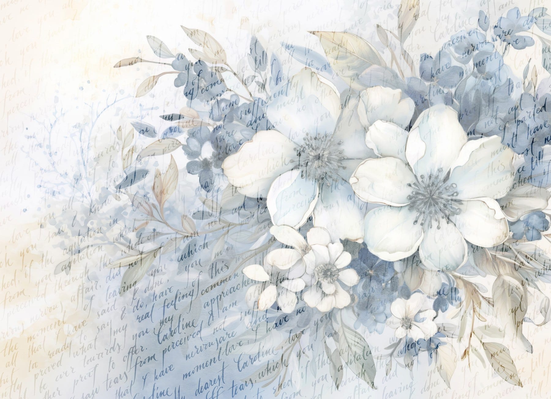 Painting of flowers and leaves Painting of flowers and leaves