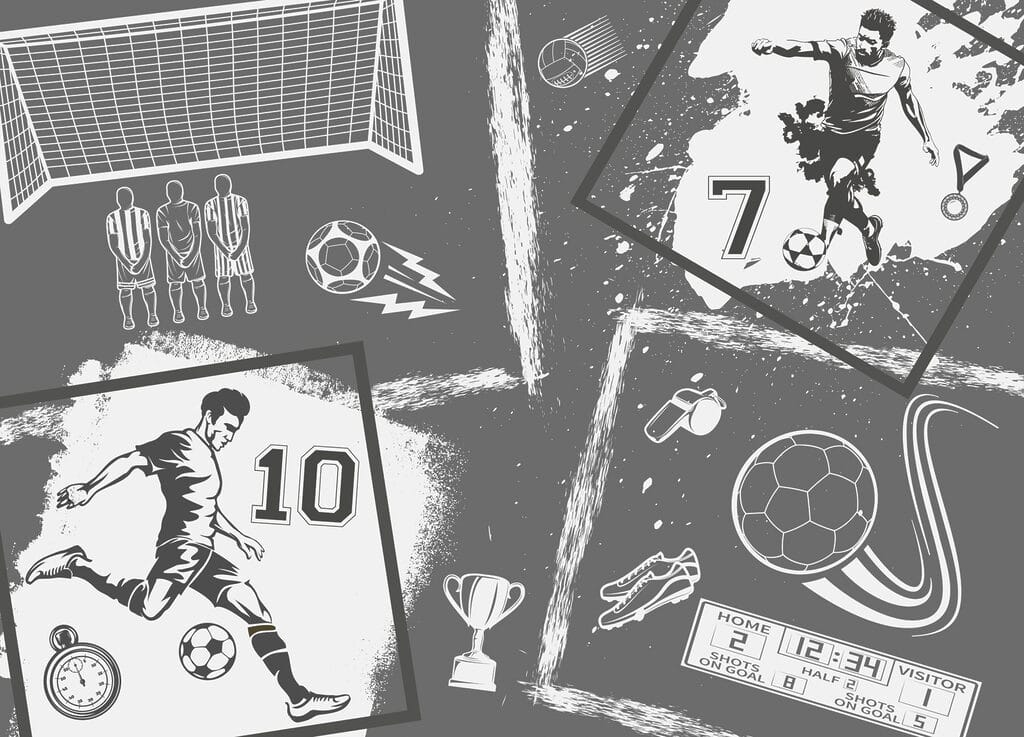 Futbalová akcia v monochromatickom štýle Futbalová akcia v monochromatickom štýle