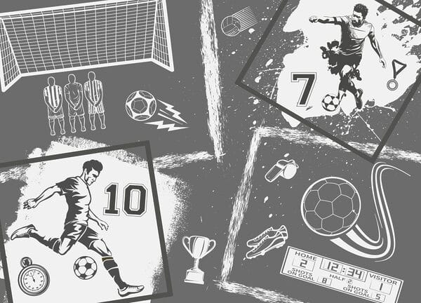 Futbalová akcia v monochromatickom štýle Futbalová akcia v monochromatickom štýle