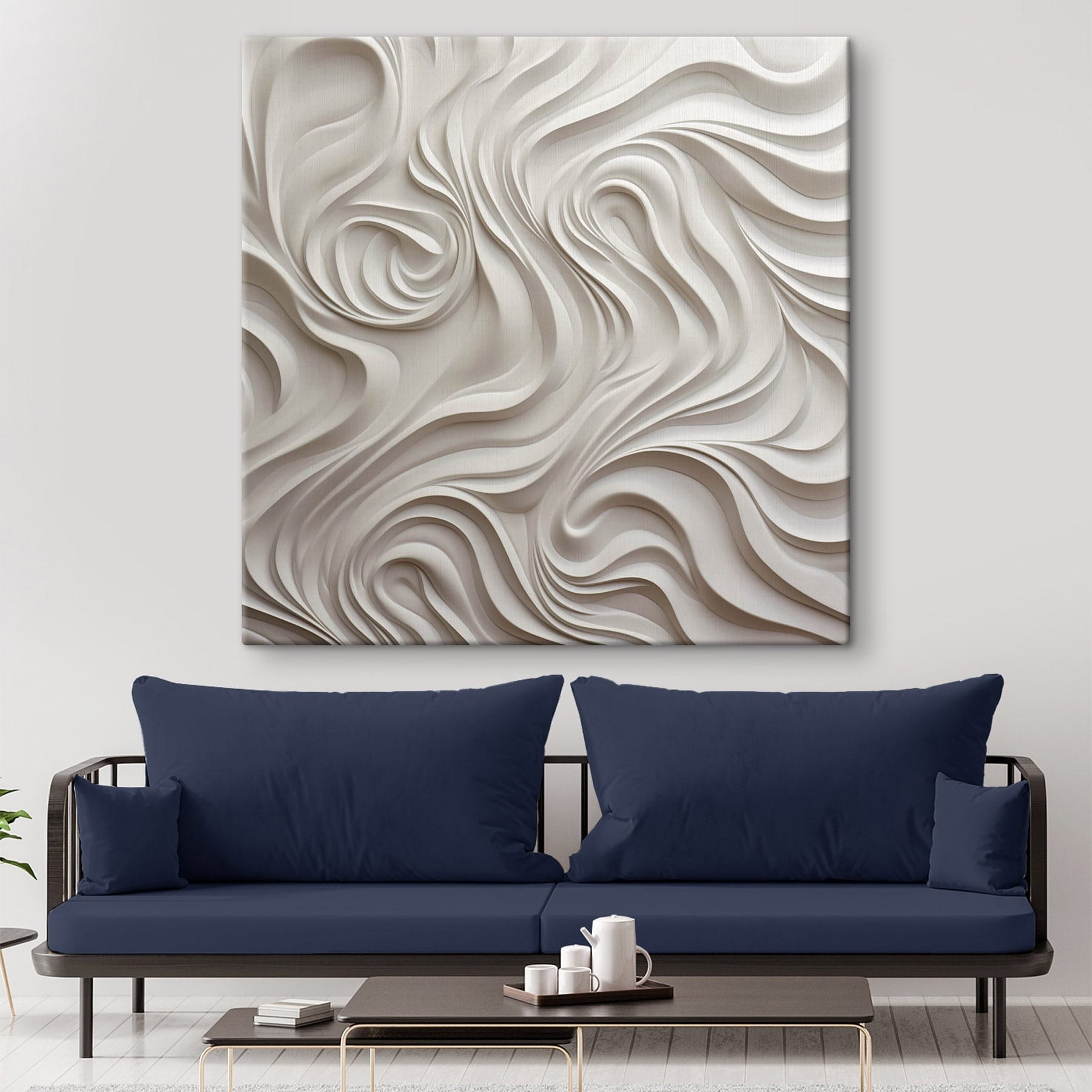White wall with wavy lines