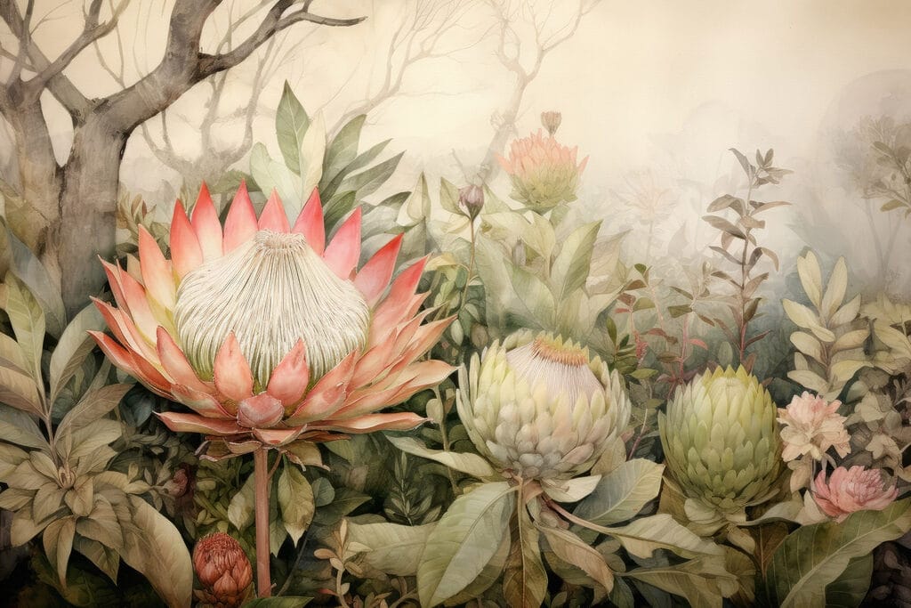 Painting of flowers and leaves Painting of flowers and leaves